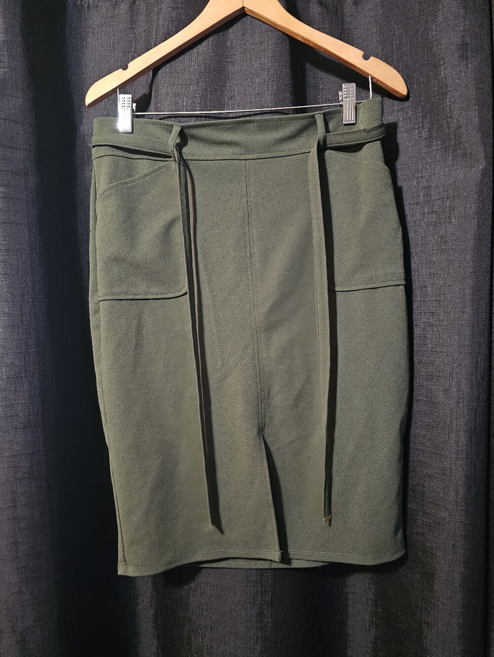 Nycc High-Rise Olive Green Belted Pencil Skirt M - Picture 4 of 9